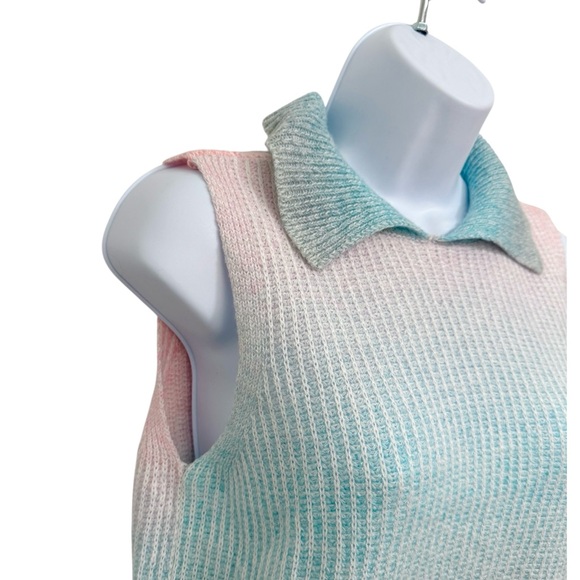 Knit colored cropped lightweight sleeveless sweater top ombré rainbow - Picture 2 of 6